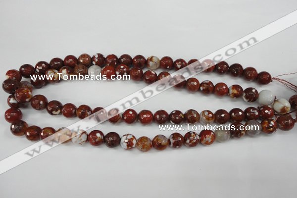 CAG4528 15.5 inches 10mm faceted round fire crackle agate beads