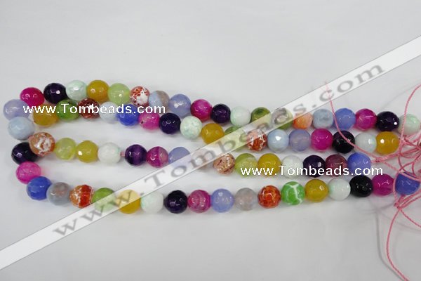 CAG4530 15.5 inches 10mm faceted round fire crackle agate beads