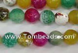 CAG4531 15.5 inches 10mm faceted round fire crackle agate beads