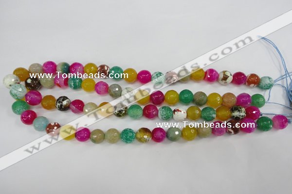 CAG4531 15.5 inches 10mm faceted round fire crackle agate beads