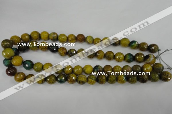 CAG4541 15.5 inches 12mm faceted round fire crackle agate beads