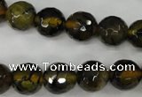 CAG4543 15.5 inches 12mm faceted round fire crackle agate beads