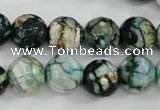 CAG4545 15.5 inches 12mm faceted round fire crackle agate beads