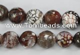 CAG4547 15.5 inches 12mm faceted round fire crackle agate beads