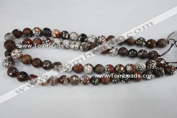 CAG4547 15.5 inches 12mm faceted round fire crackle agate beads