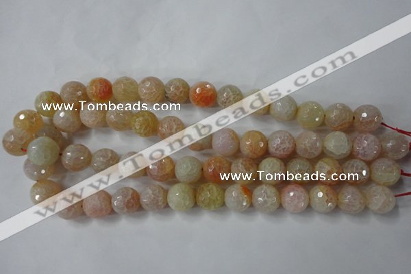 CAG4555 15.5 inches 14mm faceted round fire crackle agate beads