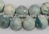 CAG4556 15.5 inches 14mm faceted round fire crackle agate beads