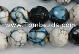 CAG4561 15.5 inches 14mm faceted round fire crackle agate beads