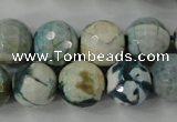 CAG4562 15.5 inches 14mm faceted round fire crackle agate beads