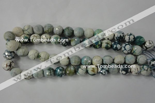 CAG4562 15.5 inches 14mm faceted round fire crackle agate beads