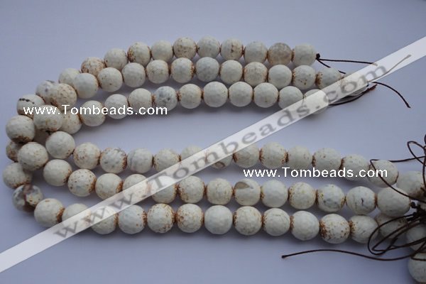 CAG4569 15.5 inches 13mm - 14mm faceted round fire crackle agate beads