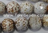 CAG4573 15.5 inches 16mm faceted round fire crackle agate beads