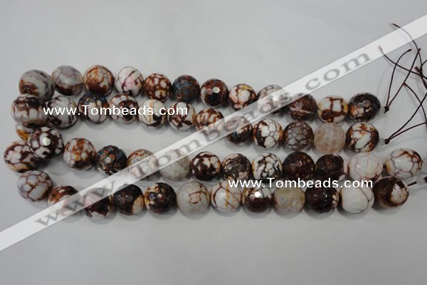 CAG4576 15.5 inches 16mm faceted round fire crackle agate beads