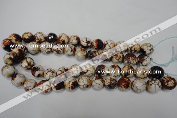 CAG4577 15.5 inches 16mm faceted round fire crackle agate beads