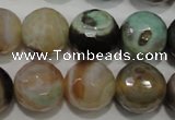 CAG4581 15.5 inches 16mm faceted round fire crackle agate beads