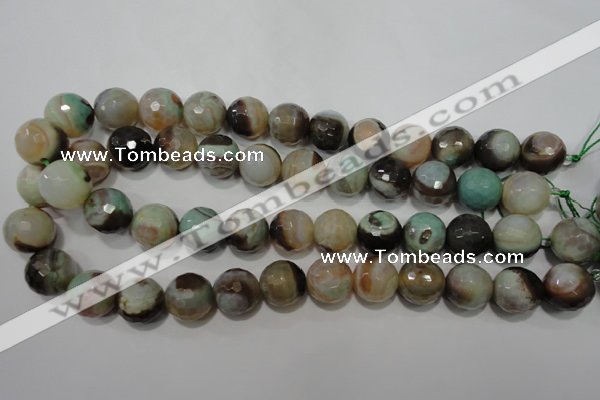 CAG4581 15.5 inches 16mm faceted round fire crackle agate beads