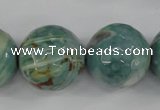 CAG4589 15.5 inches 20mm faceted round fire crackle agate beads