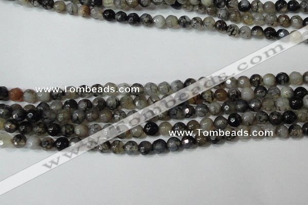 CAG4600 15.5 inches 4mm faceted round fire crackle agate beads