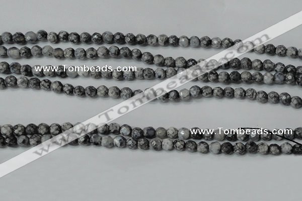 CAG4601 15.5 inches 4mm faceted round fire crackle agate beads