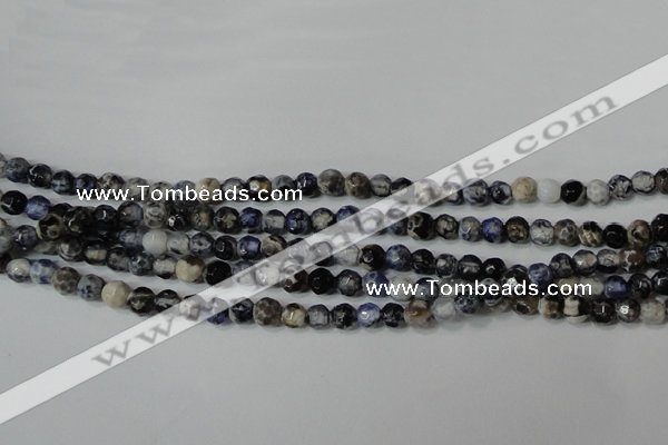 CAG4602 15.5 inches 4mm faceted round fire crackle agate beads