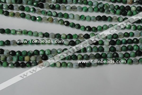 CAG4605 15.5 inches 4mm faceted round fire crackle agate beads