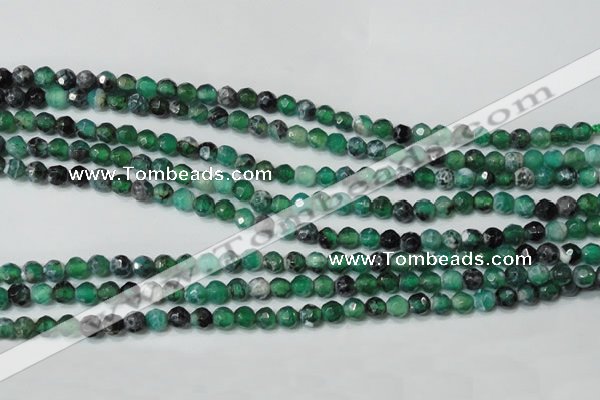 CAG4606 15.5 inches 4mm faceted round fire crackle agate beads