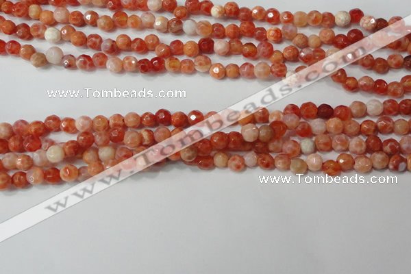 CAG4607 15.5 inches 4mm faceted round fire crackle agate beads