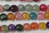 CAG4608 15.5 inches 4mm faceted round fire crackle agate beads