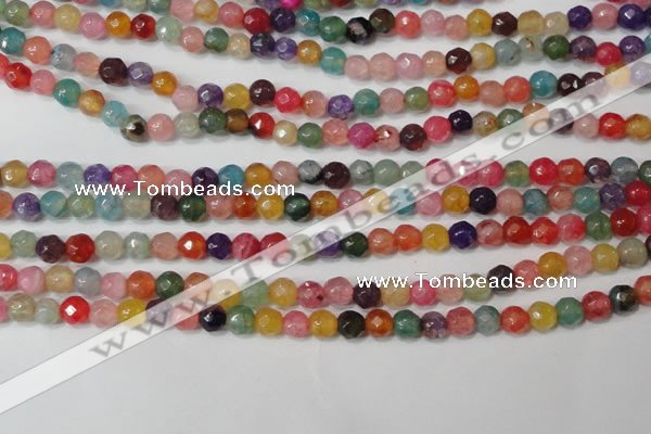 CAG4608 15.5 inches 4mm faceted round fire crackle agate beads