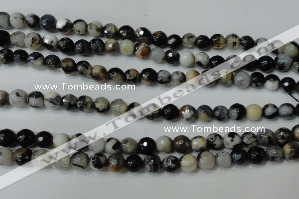 CAG4613 15.5 inches 6mm faceted round fire crackle agate beads