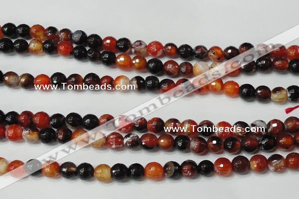 CAG4616 15.5 inches 6mm faceted round fire crackle agate beads