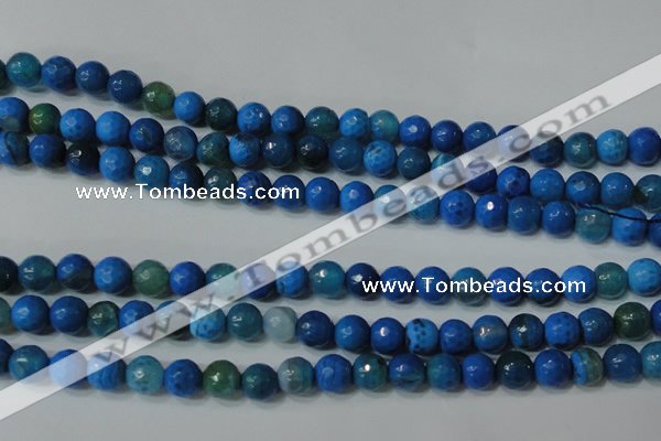 CAG4621 15.5 inches 6mm faceted round fire crackle agate beads