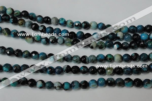 CAG4623 15.5 inches 6mm faceted round fire crackle agate beads