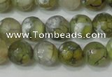 CAG4627 15.5 inches 6mm faceted round fire crackle agate beads