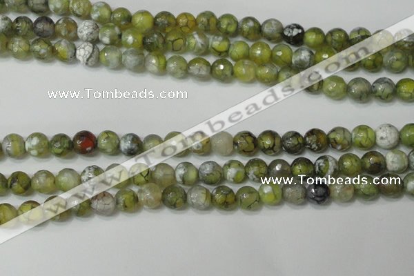 CAG4627 15.5 inches 6mm faceted round fire crackle agate beads