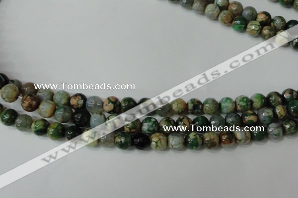 CAG4628 15.5 inches 6mm faceted round fire crackle agate beads