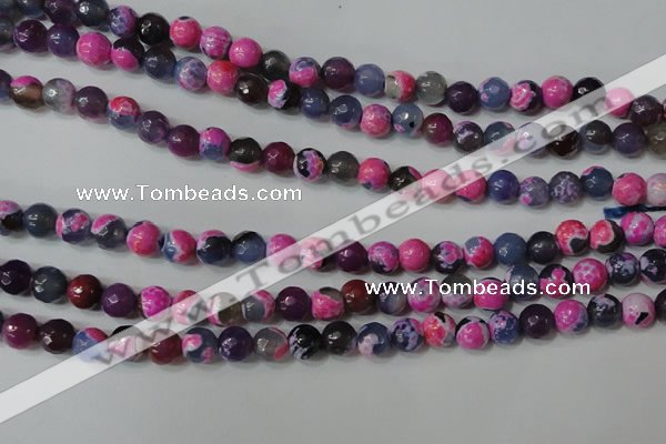 CAG4634 15.5 inches 6mm faceted round fire crackle agate beads