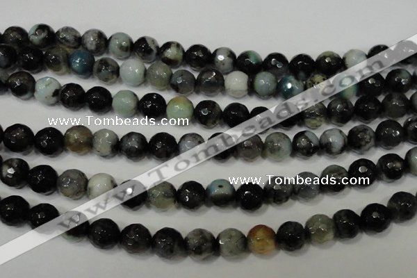 CAG4645 15.5 inches 8mm faceted round fire crackle agate beads