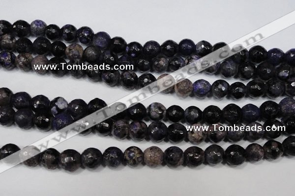 CAG4647 15.5 inches 8mm faceted round fire crackle agate beads