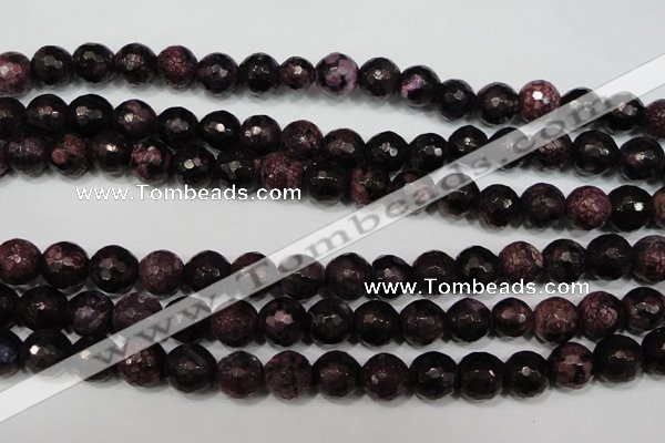 CAG4648 15.5 inches 8mm faceted round fire crackle agate beads