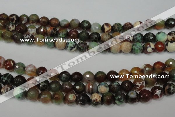 CAG4653 15.5 inches 8mm faceted round fire crackle agate beads