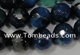 CAG4655 15.5 inches 8mm faceted round fire crackle agate beads