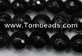 CAG4658 15.5 inches 8mm faceted round fire crackle agate beads