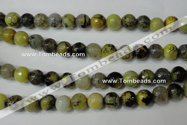 CAG4663 15.5 inches 10mm faceted round fire crackle agate beads