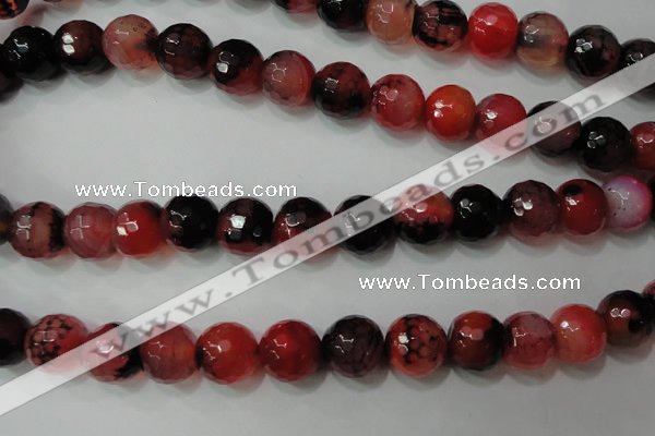 CAG4668 15.5 inches 10mm faceted round fire crackle agate beads