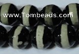 CAG4671 15.5 inches 16mm faceted round tibetan agate beads wholesale