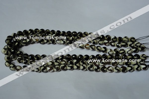 CAG4673 15.5 inches 8mm faceted round tibetan agate beads wholesale