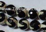 CAG4674 15.5 inches 12mm faceted round tibetan agate beads wholesale