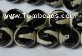 CAG4675 15.5 inches 14mm faceted round tibetan agate beads wholesale