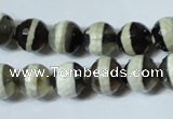 CAG4677 15.5 inches 10mm faceted round tibetan agate beads wholesale